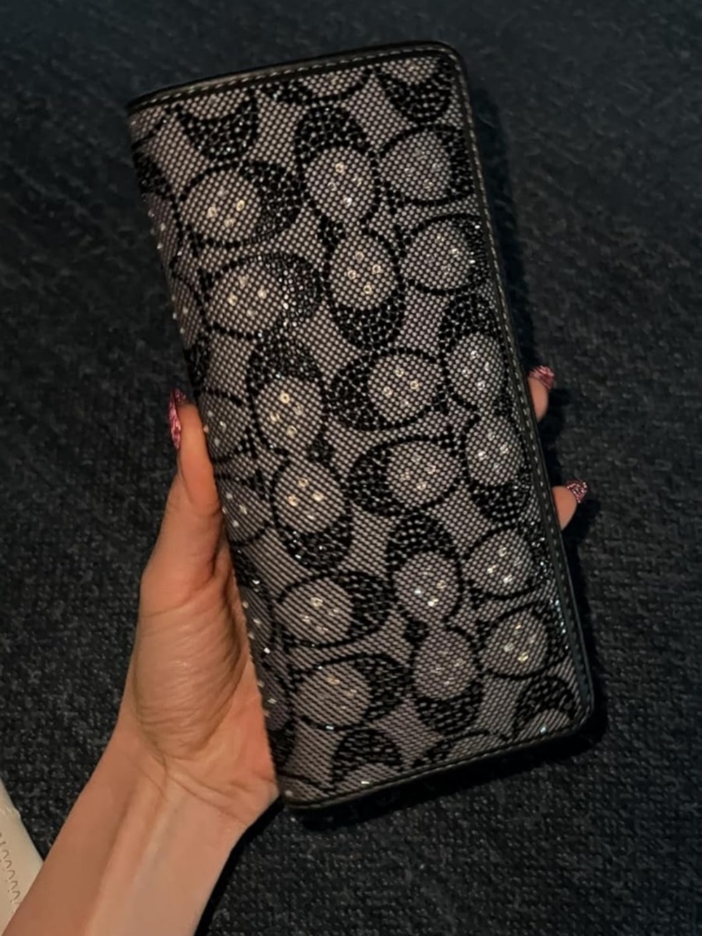 COACH Black Crystal Signature Jacquard Essential Slim Wallet NWT - Picture 6 of 6